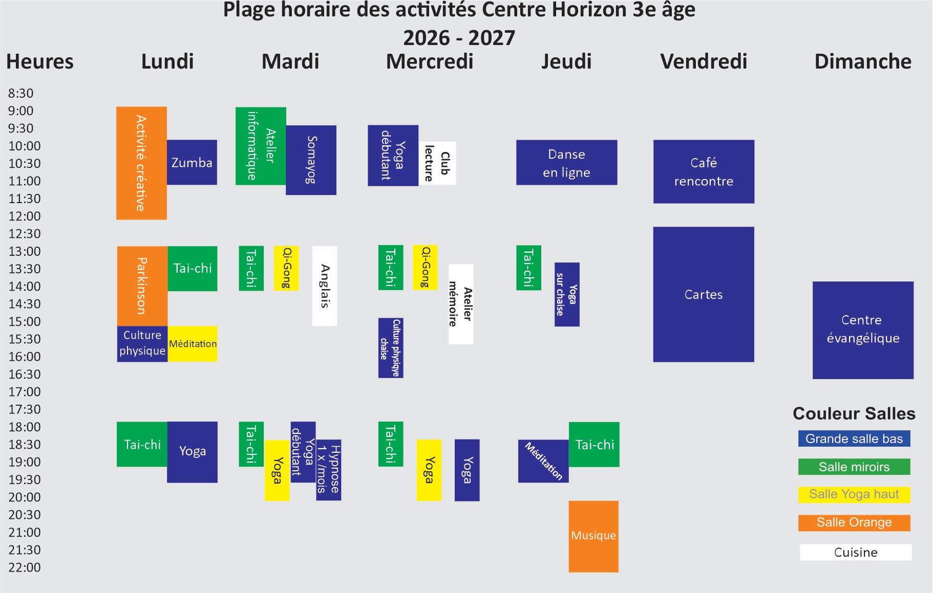 Horaire des activités